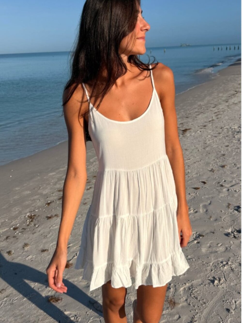 Brandy Melville Tess Dress Cream Tiered Babydoll Small Coquette Made Italy Boho